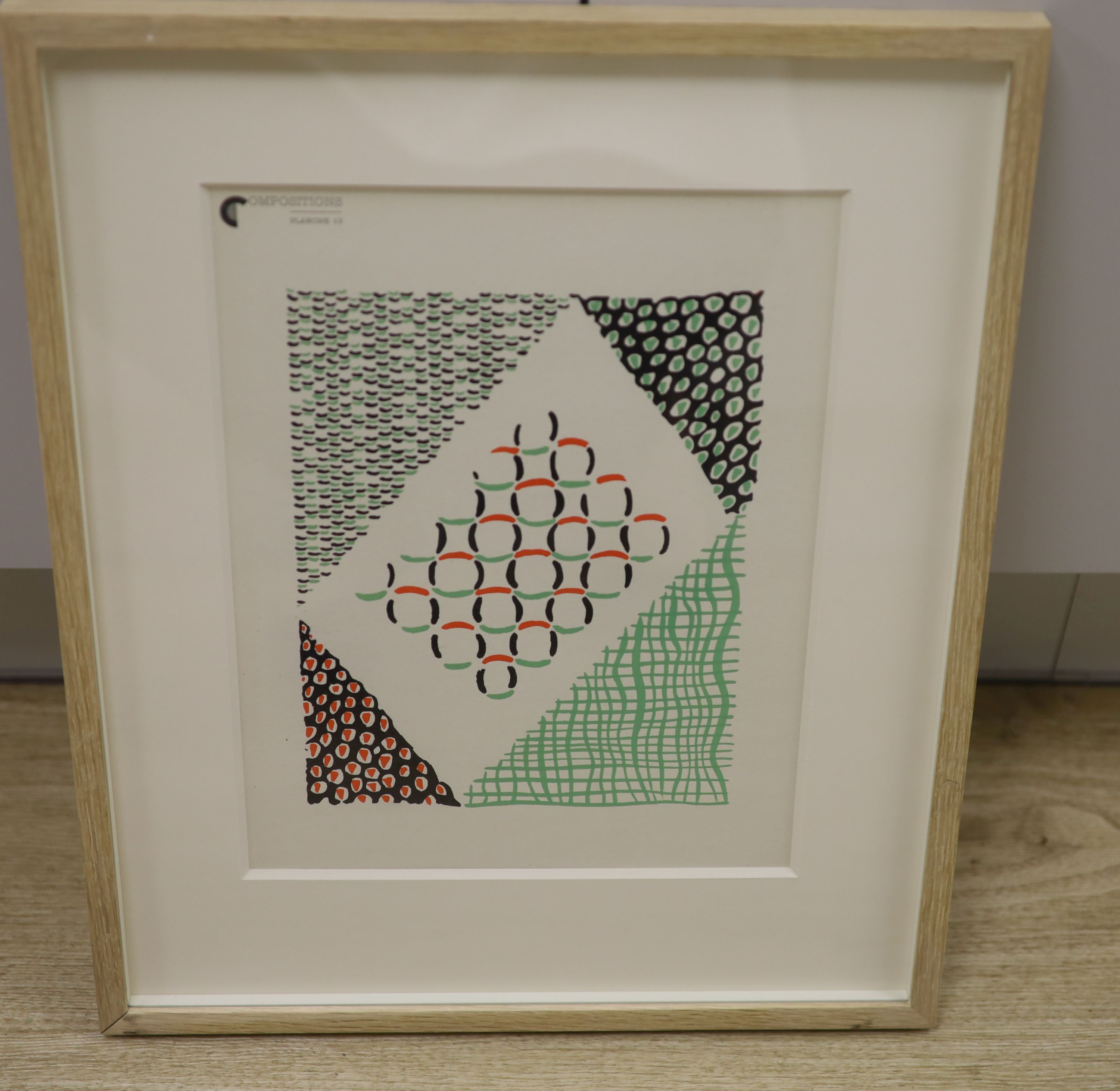 Sonia Delaunay (1885-1979), pochoir in colours, 'Compositions Planche 19', 32 x 24cm